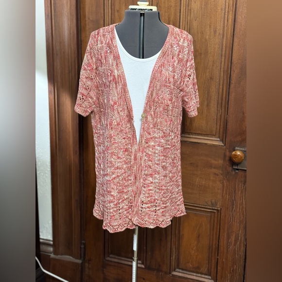 CHICO’S SHORT-SLEEVE LINEN & COTTON KNIT CARDIGAN—Flawless! - Picture 5 of 13
